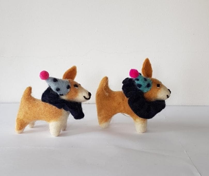 Dog with ruffle scarf